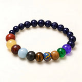 SEYOR men's solar system bracelet with dark blue starry beads and multicolor planet-inspired stone beads
