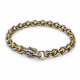 SEYOR men's silver and gold-tone stainless steel dragon bracelet featuring detailed links and a dragon head closure