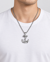 SEYOR men’s silver anchor pendant necklace with sculpted rope 